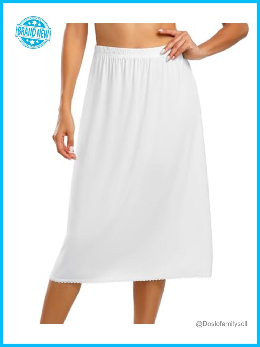 Women's Half Slip Under Dress Long Lace Trim Modal Stretch Petticoat